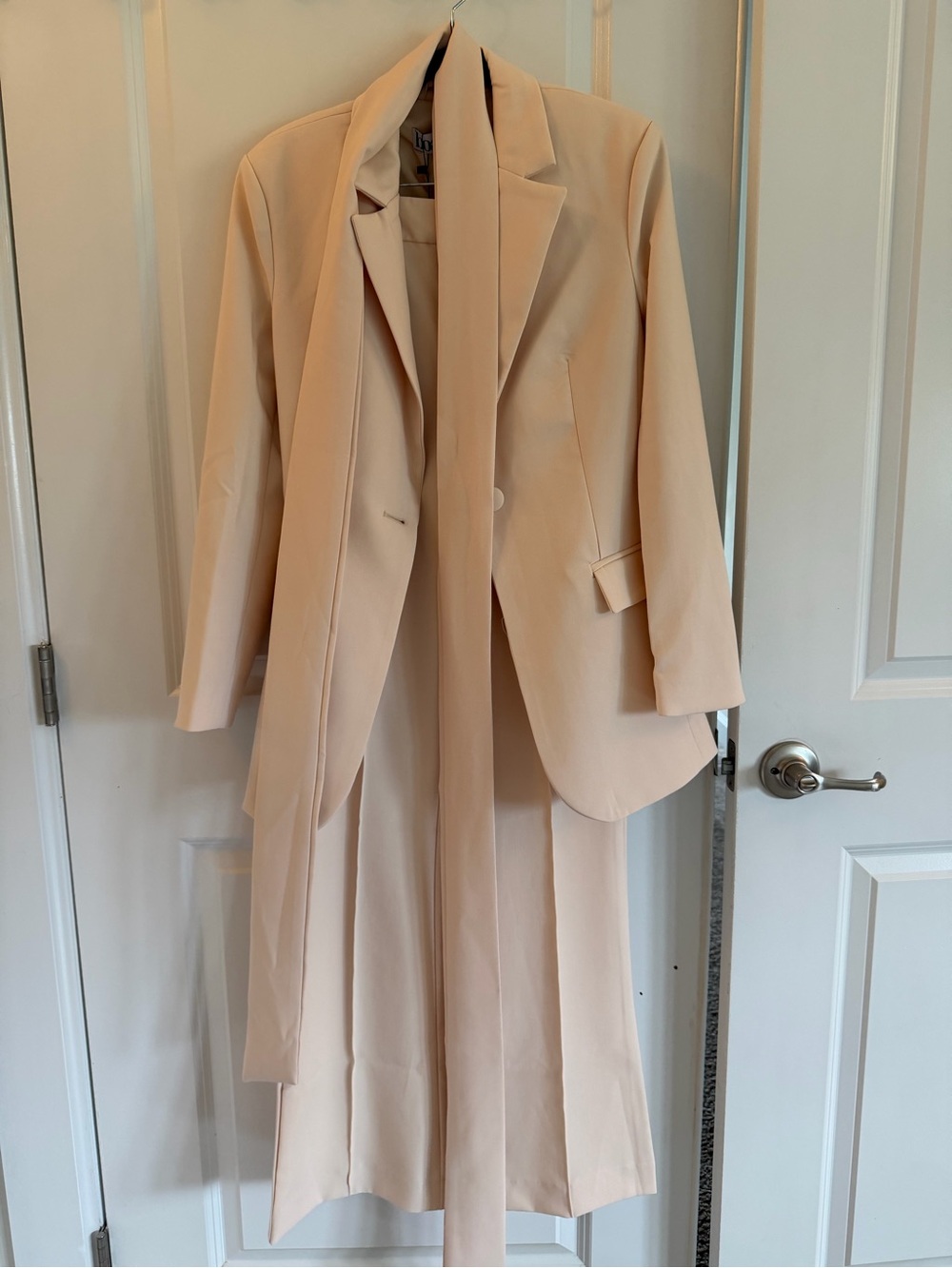 Elegant BOA Cream Women's PantSuit with Attached belt/sash